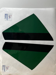Rowing oar blade tip decal in green and black