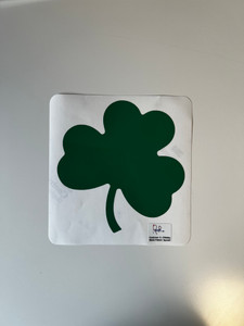 Sculling oar blade decal shaped like a shamrock in green