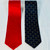 Woven silk neck ties in navy blue and red with gold crossed oars