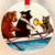 rowing holiday ornament featuring original art of cat coxing crew team of dogs