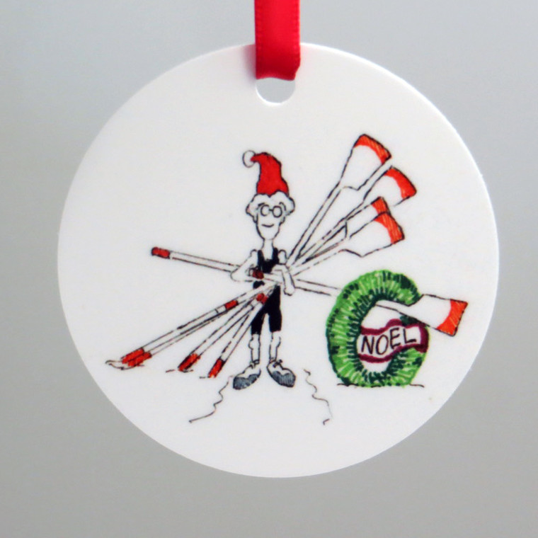 Ornament - oar elf, rowing Santa PEP cartoon