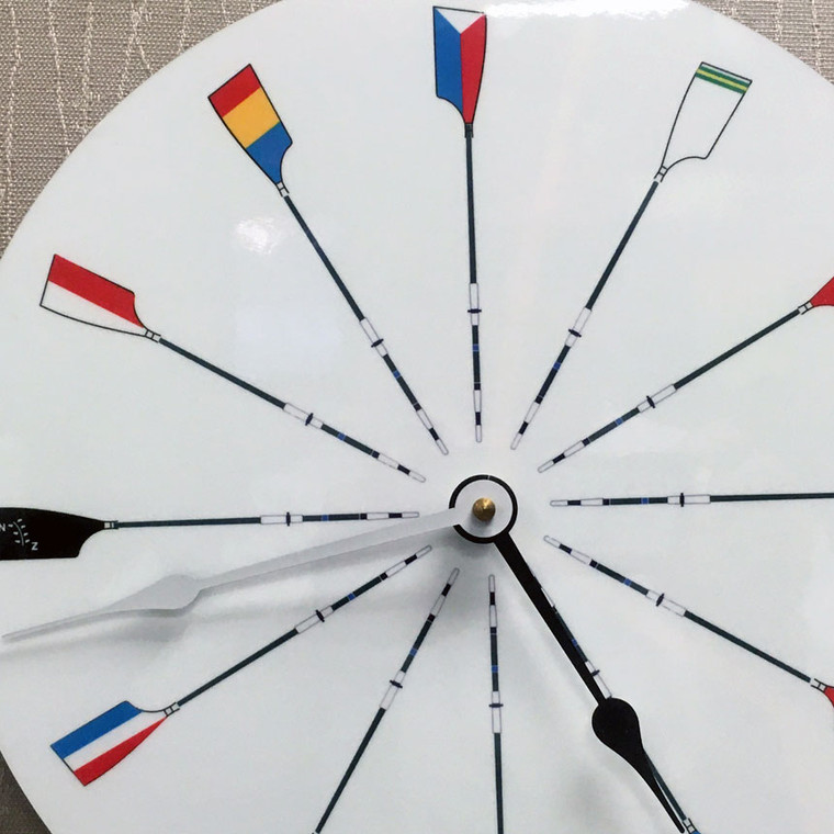 Large clock with 12 national team oars