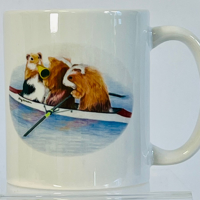 rowing guinea pigs in coxed pair coffee mug