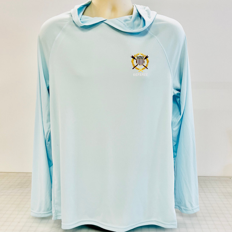 USRowing Referee sun shirt performance hoodie in light blue