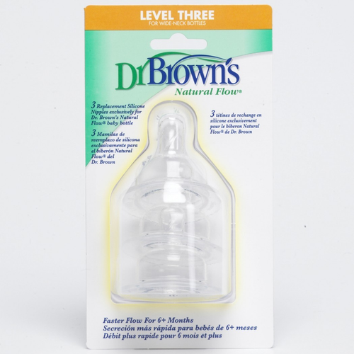 Dr. brown's natural flow. tetina de silicona estandar nivel 3-3 UDS