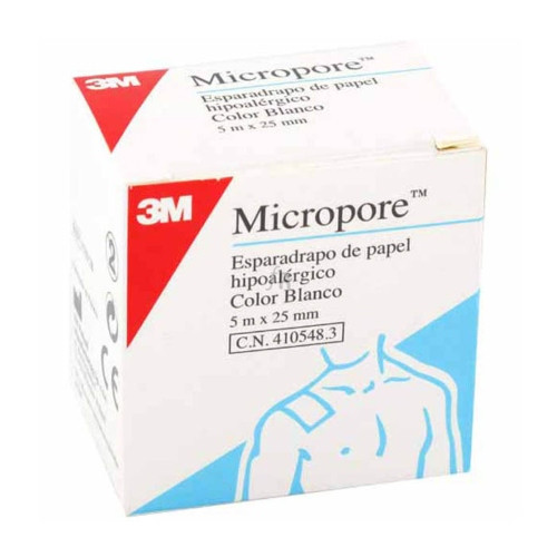 Esparadrapo micropore. caja 1 rollo blanco (5 m x 2,5 cm)