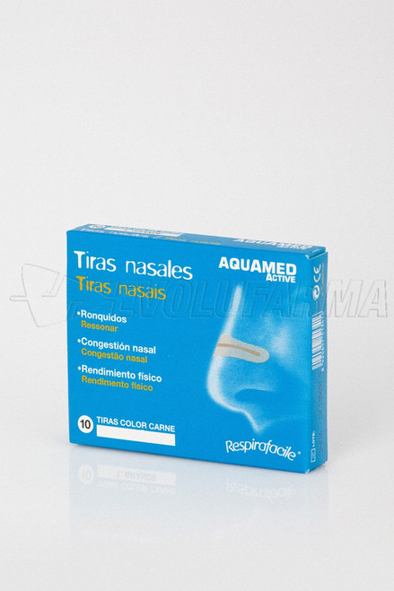 Aquamet active tiras nasales. caja de 10 tiras. talla mediana-pequeña.