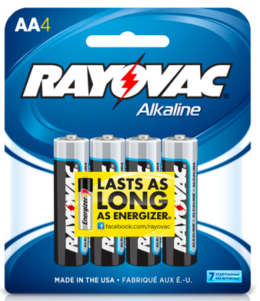 Rayovac Alkaline AA Batteries, 4 Pack