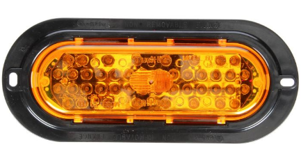 LED Light  Series 60  Front/Park/Turn  2" x 6" Oval-Yellow  44-Diodes  Flange Mount