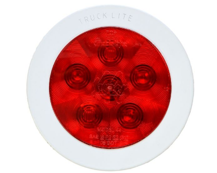LED Light  Super 44  ST/T  4" Round  6-Diode  Flange Mount-Silver  w/Plug 94706 and 97334 Security Flange