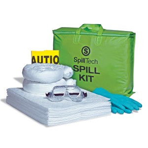 Content List: 

20 White HeavyWeight Oil-Only Defender Pads,
2 White Oil-Only Sorbent Socks	,
1 Pair Nitrile Gloves, 
1 Pair Safety Goggles,	
2 Yellow Temporary Disposal Bags & Ties & 	
1 Green Vinyl “SpillTech Spill Kit” Tote Bag with hook-and-loop closure  
