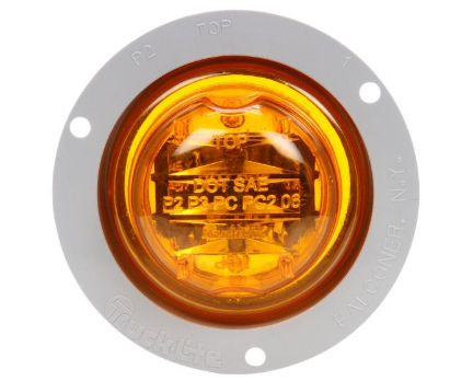 LED Light  Series 10  M/C  2.5" Round-Yellow  8-Diodes  Flange Mount  includes 93745 Plug