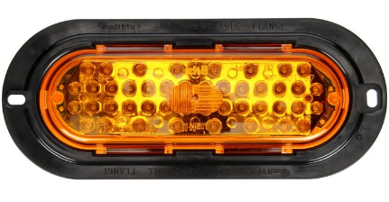 LED Light  Series 60  Front/Park/Turn  2" x 6" Oval-Yellow  445-Diodes  Flange Mount  Includes 94706 Plug