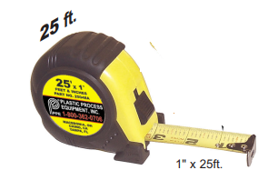 25' Measuring Tape, 1" Yellow, Sliding Lock