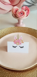 Pink and Gold Unicorn Place Cards