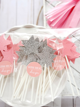 Silver Twinkle Little Star Cupcake Toppers