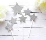 Silver Twinkle Little Star Cupcake Toppers