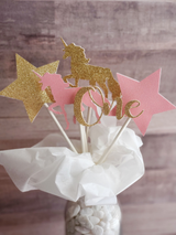 First Birthday Unicorn Centerpiece Set in Pink and Gold