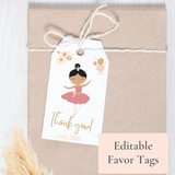 Editable Ballerina Birthday Party Favor Tags 