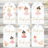 Editable Ballerina Birthday Party Favor Tags 