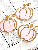 Pink and Gold Little Pumpkin Cupcake Toppers