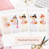 Halloween Ballerina Printable Cards for Class Parties and Birthdays