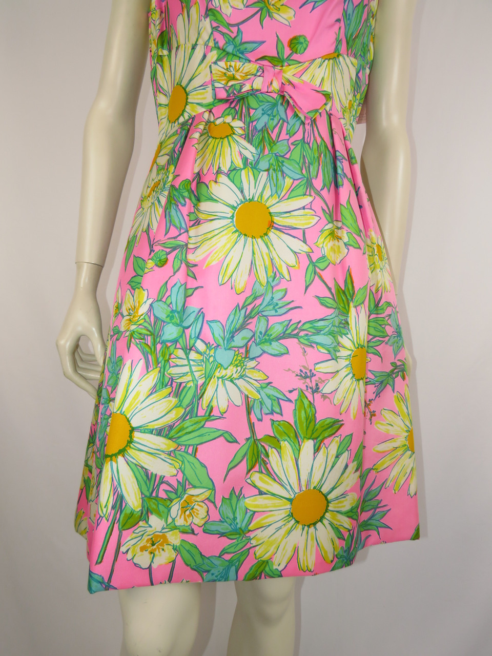 Neon Rose square neck 60s style mini a-line dress in retro floral