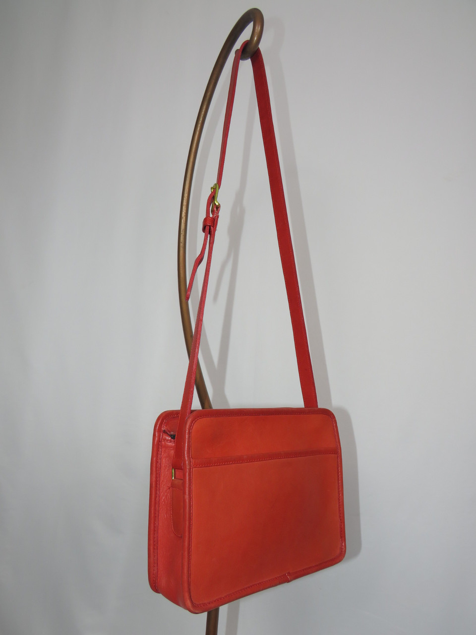 Brick Red Vintage Leather Handbags Foldover Square Crossbody Purses