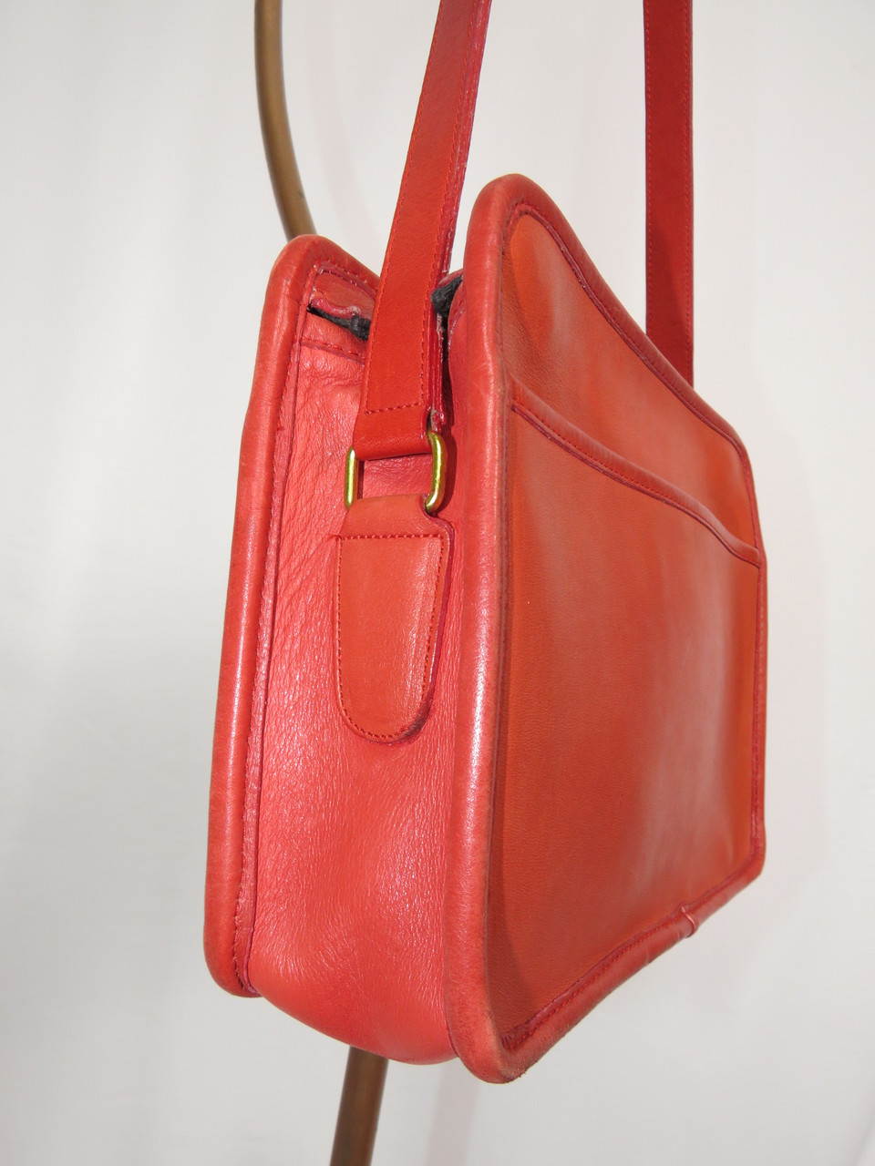 Brick Red Vintage Leather Handbags Foldover Square Crossbody