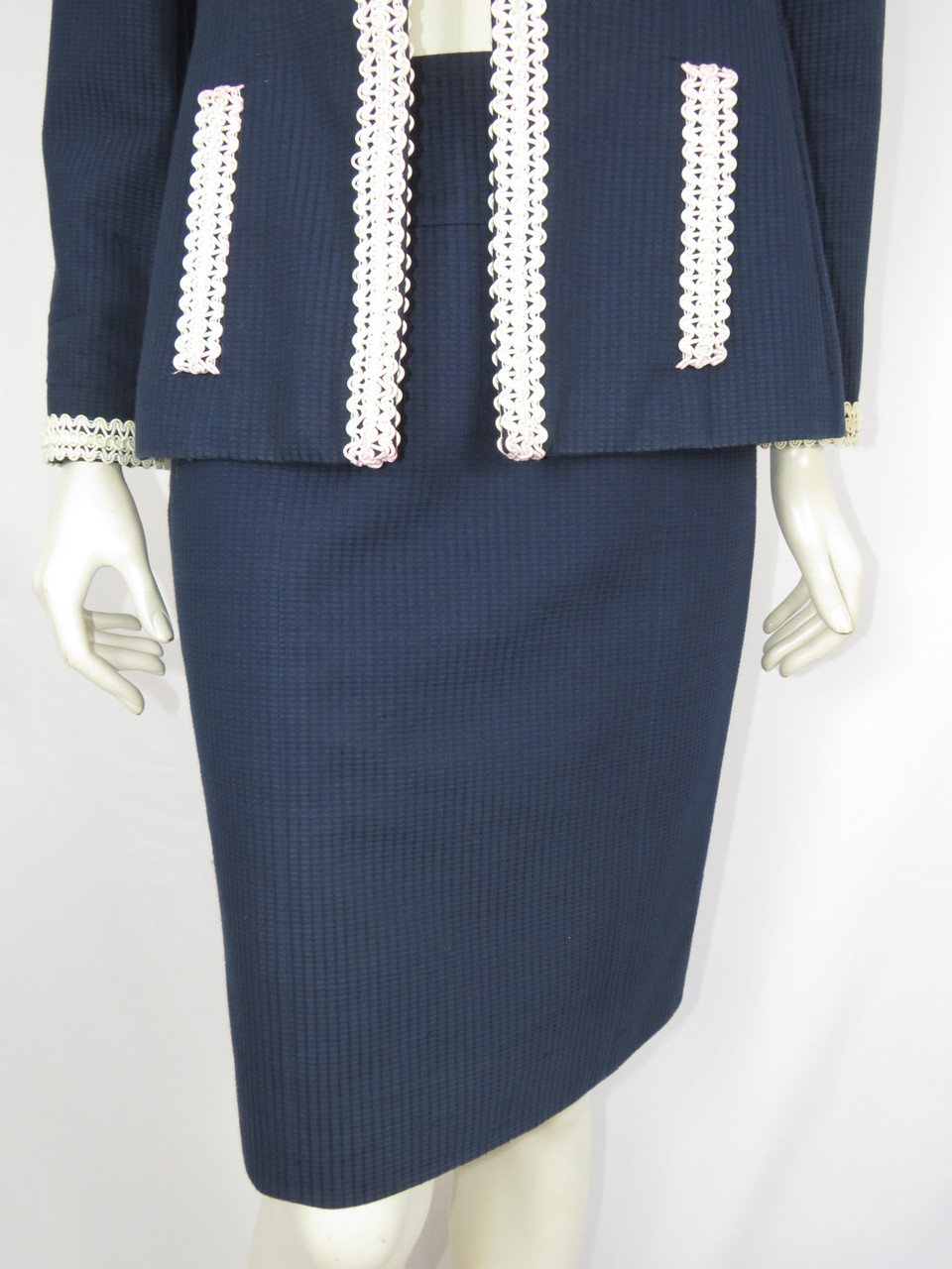 Chanel Navy Suit w/ White Rubber Lacing - Orlando Vintage Clothing and  Costume