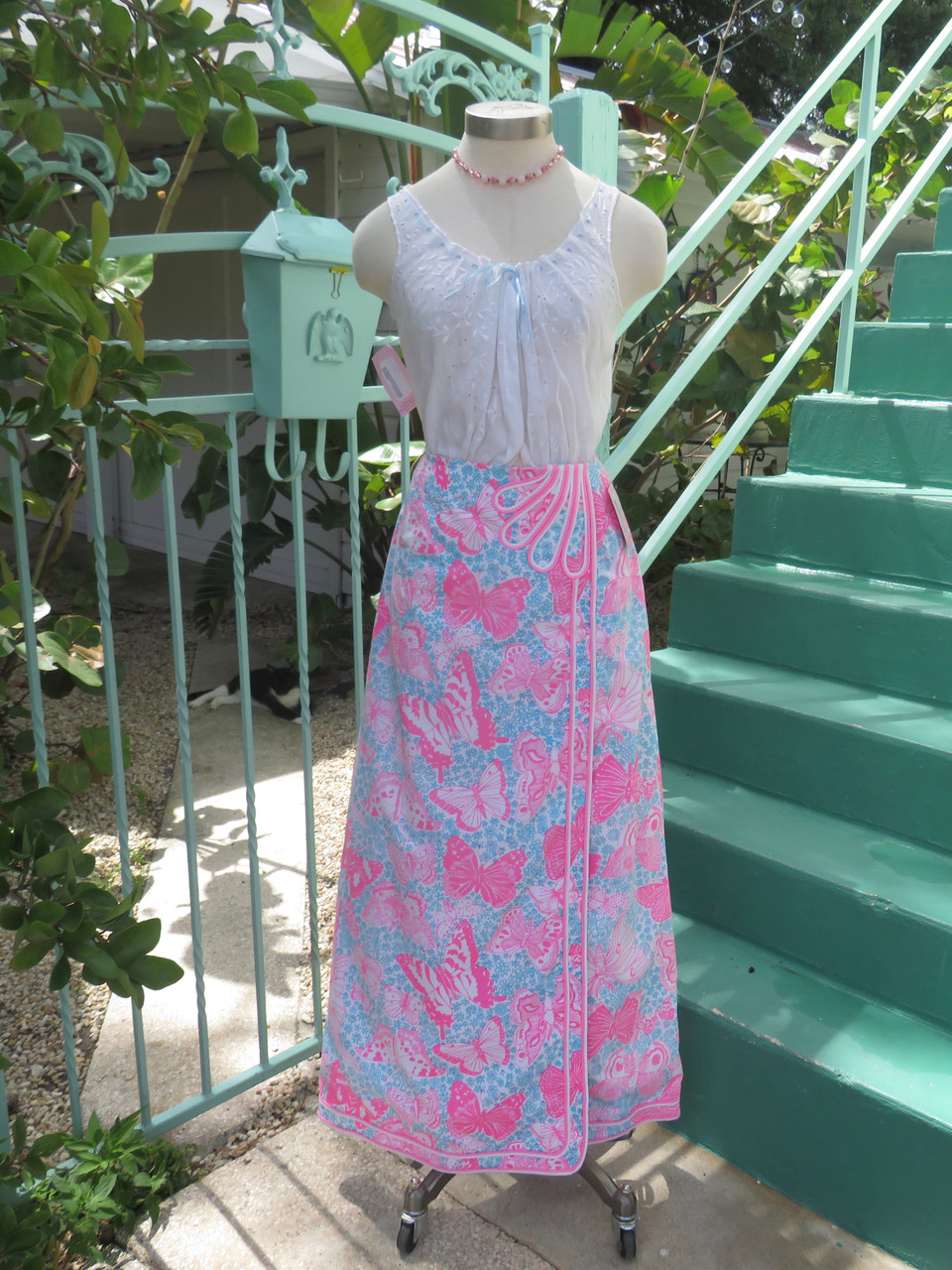 Lilly Pulitzer Aqua Pink Butterfly Skirt Orlando Vintage Clothing And Costume