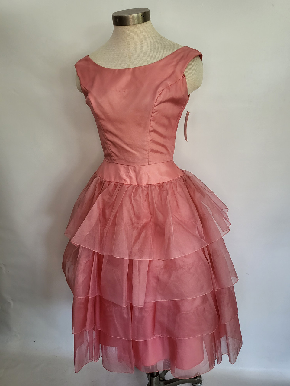 French Rose Layered Chiffon Cocktail Dress