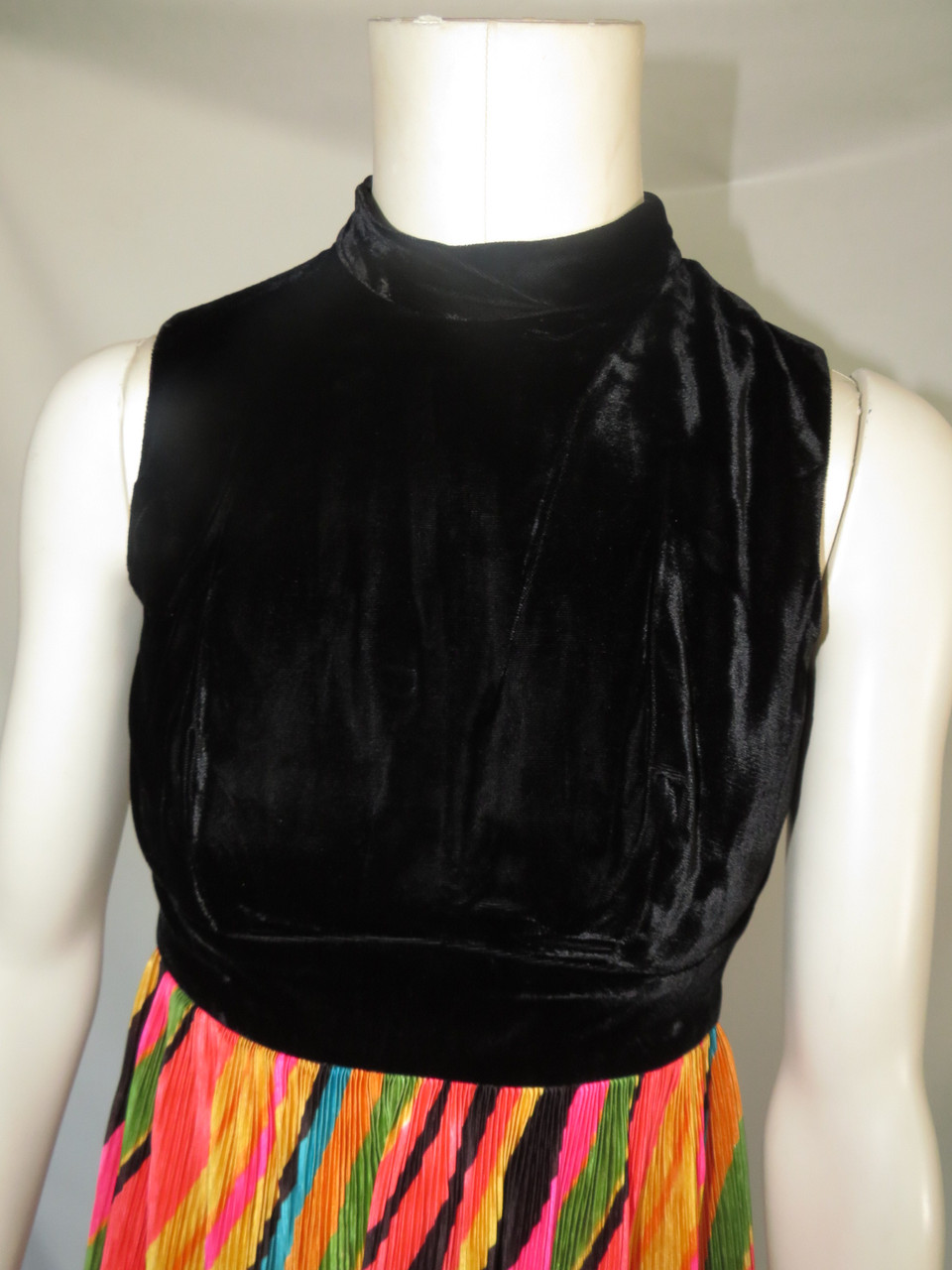 1960s Groovy Patterned Dress with Velvet Black Turtleneck