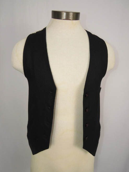 Black Wool Vest w Striped Pattern Back