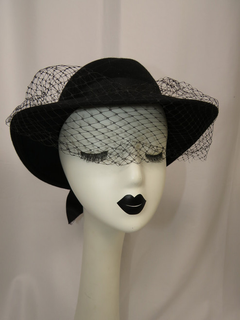 "Geo W Bollman & Co" Black Wool Hat w/ Bow