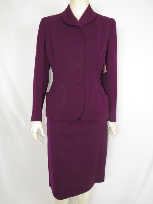 Eggplant Suit w/ Covered Buttons & Pockets