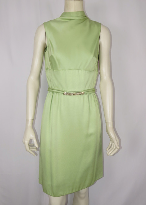 "Patsandler" Light Lime Dress w/ Rhinestone Belt