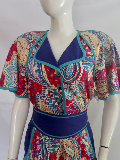 "Jeanne Marc" Multi Colored Patterned Jumpsuit with Belt