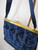 Navy Velvet Floral Handbag w/ Gold Closure