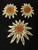 2pc Gold Flower Earrings & Brooch Set