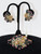2pc Cool Toned Rose Rhinestone Costume Earrings & Bracelet