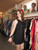 Black Long Fringe with Gold Button Detail Cocktail Dress