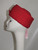 "Oleg Cassini" Brick Red Straw Pillbox Hat w/ Bow Detail