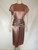 Mauve Satin Short Sleeve w/ Bustle & Draping Detail Evening Dress