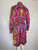 "Star of Siam" Pink, Purple, Yellow, Green Abstract Floral Psychedelic Knot Button Up Dress w/ Matching Tie Belt