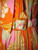 Orange & Pink Groovy Patterned Pleated Skirt Dress w/ Belt