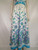 White Deep V-Neck Maxi Dress w/ Turquoise, Green, & Pink Paisley Print