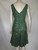 Green Zig Zag Sequin Flare V-Neck Back Dress