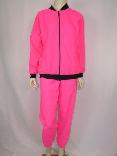 "Flying Colors" 2pc Neon Pink Jogging Suit Orlando Vintage Clothing