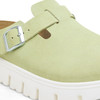 Birkenstock Boston Chunky Faded Lime Suede Leather - Women's Clog